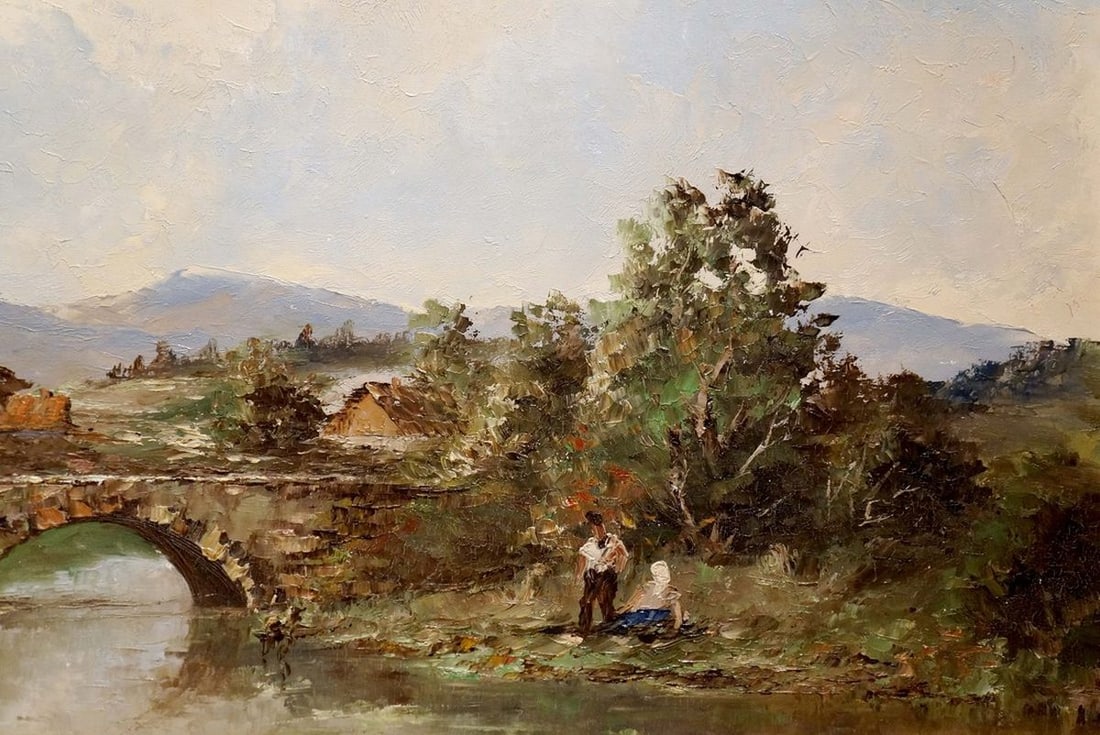 Oil painting Landscape of the village - 5