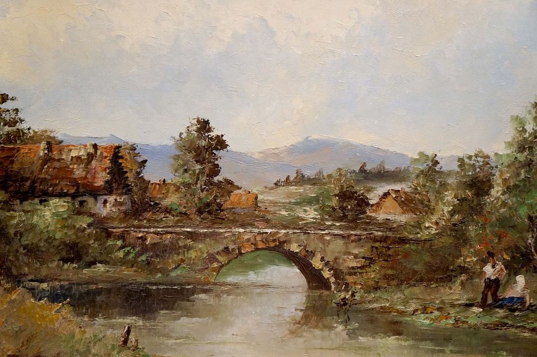 Oil painting Landscape of the village - 6