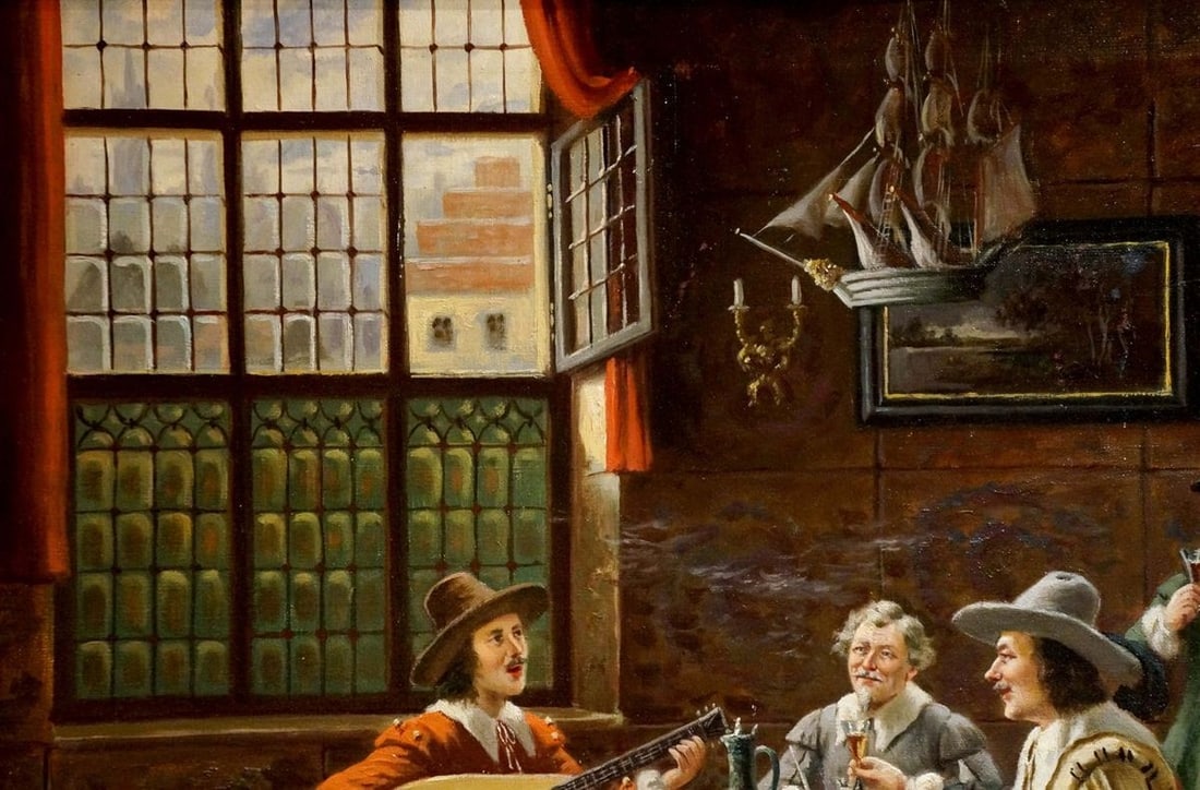 Oil painting Friends gathered - 3