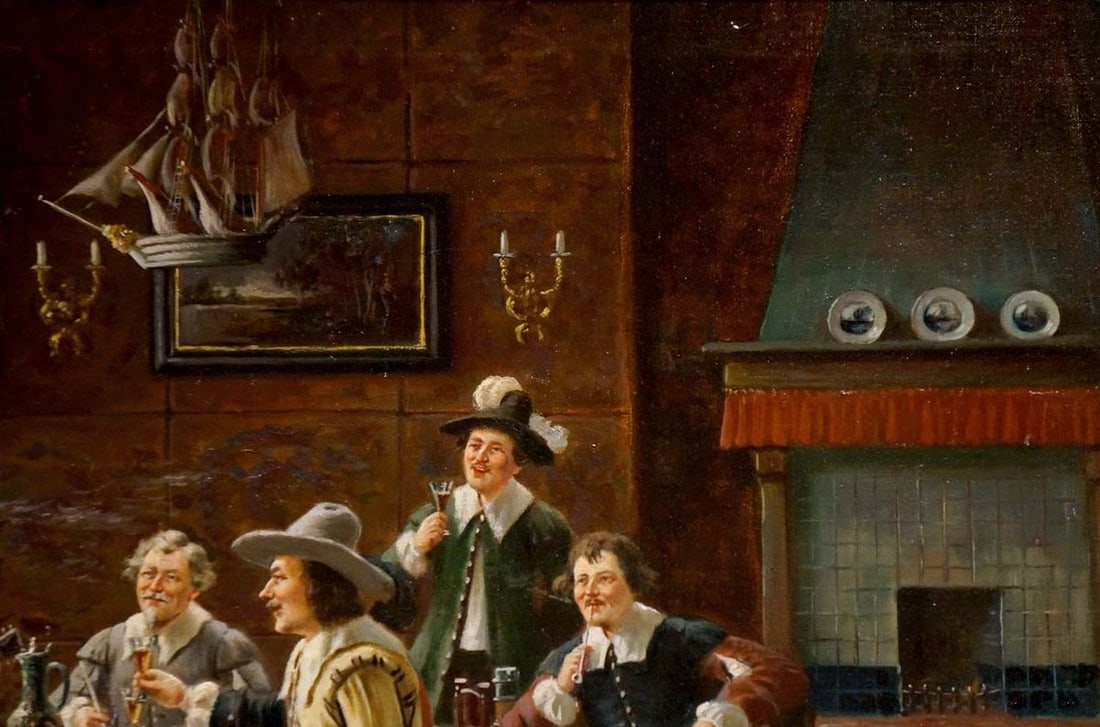 Oil painting Friends gathered - 4