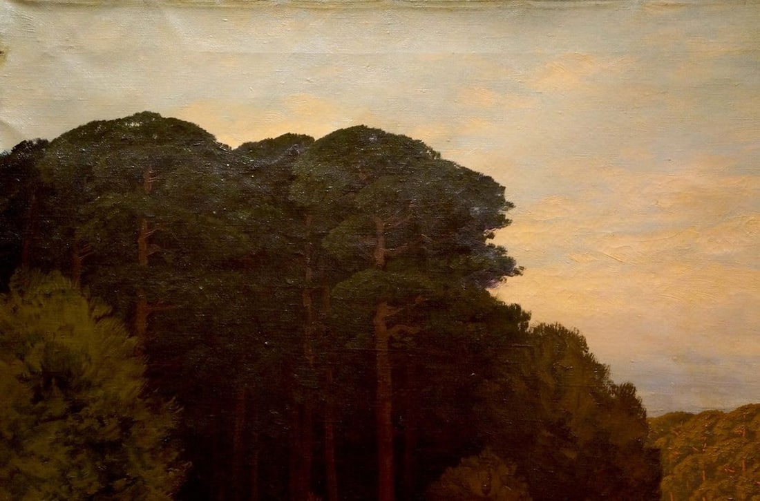 Oil painting Forest evening landscape Rudolph Hilgreve - 3