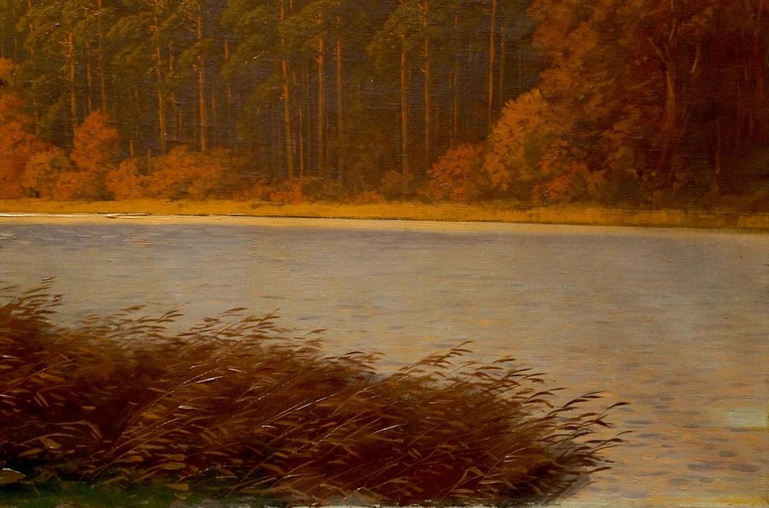 Oil painting Forest evening landscape Rudolph Hilgreve - 5