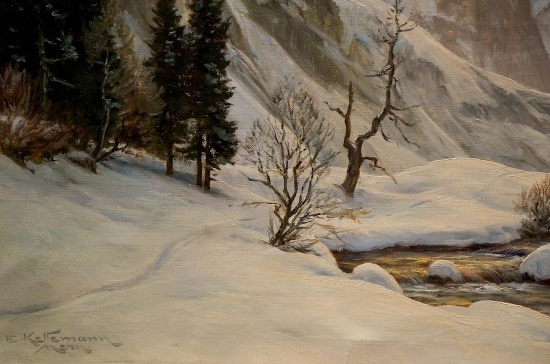 Oil painting Winter landscape Erwin Kettemann - 2
