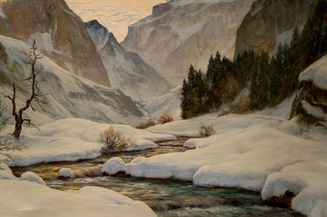 Oil painting Winter landscape Erwin Kettemann - 5