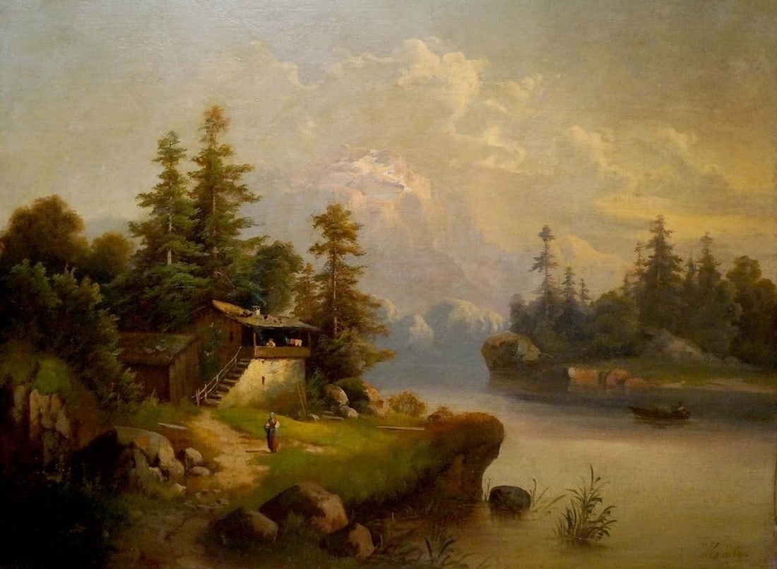 Oil painting Away from everyone: Title: Oil painting Away from everyone Description: NoVerne 245 *** ABOUT THIS PAINTING *** * TITLE: "Away from everyone" * ARTISTS: Unknown artist * SIZE: 73x100 cm/'28.74x39.37 inches' * MEDIUM: