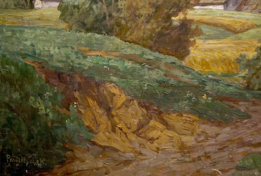 Oil painting Landscape of the village Pawlitschek - 2