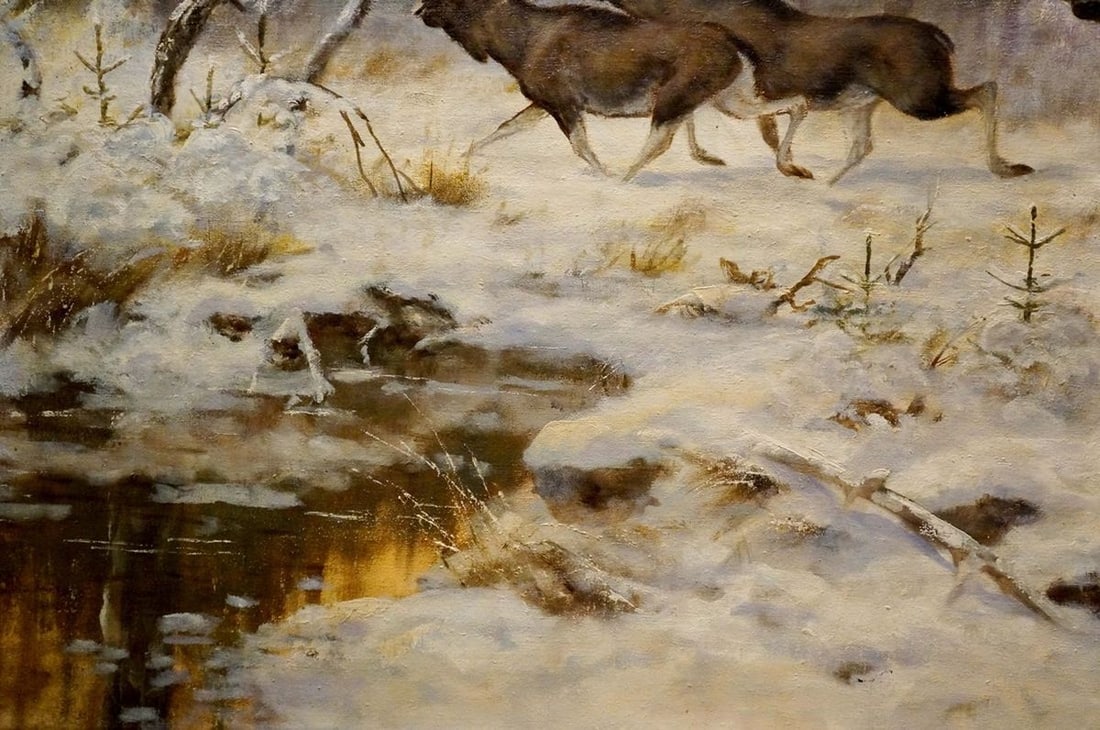 Oil painting Elks in the forest - 2