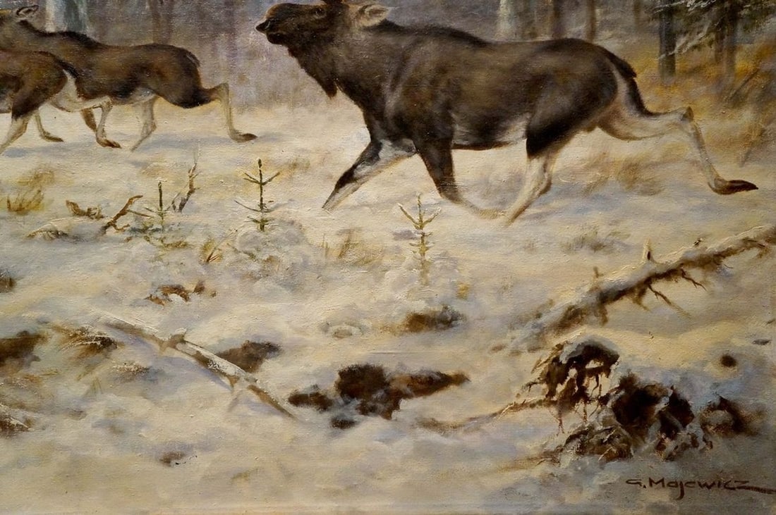 Oil painting Elks in the forest - 5