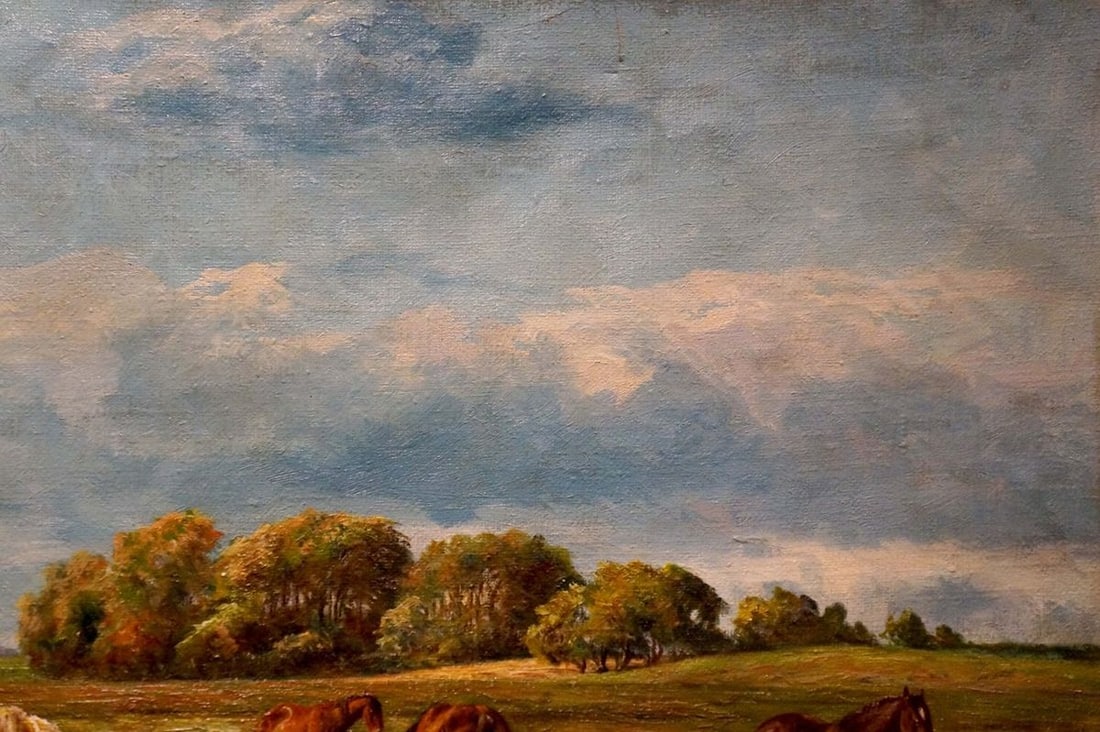 Oil painting Horses graze - 4