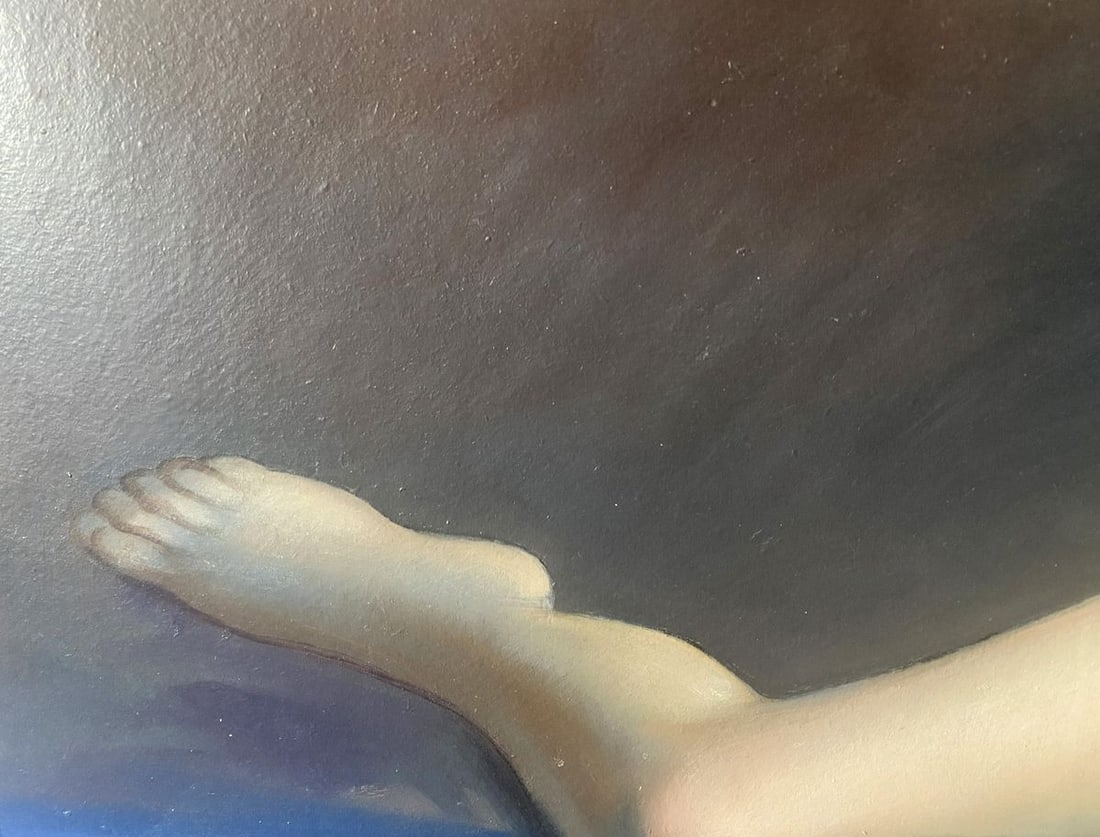 Oil painting Naked girl with a rose European artist - 2