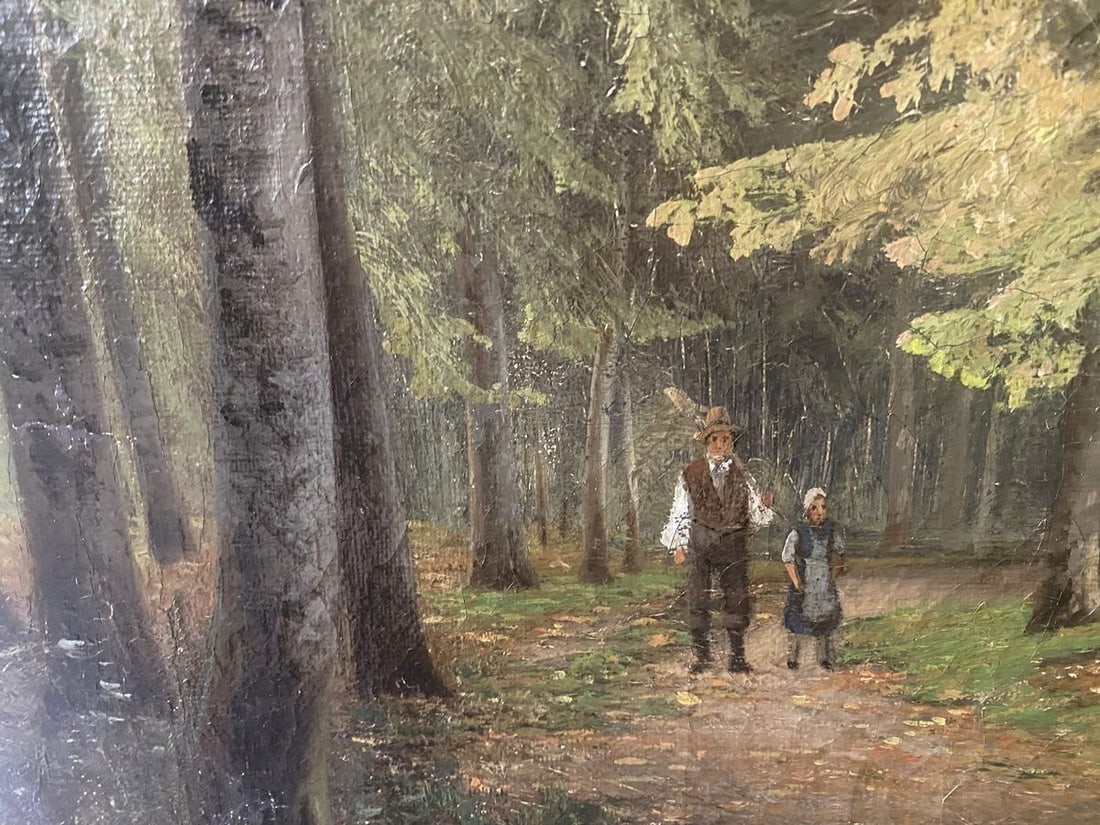 Oil painting Forest park European artist - 3
