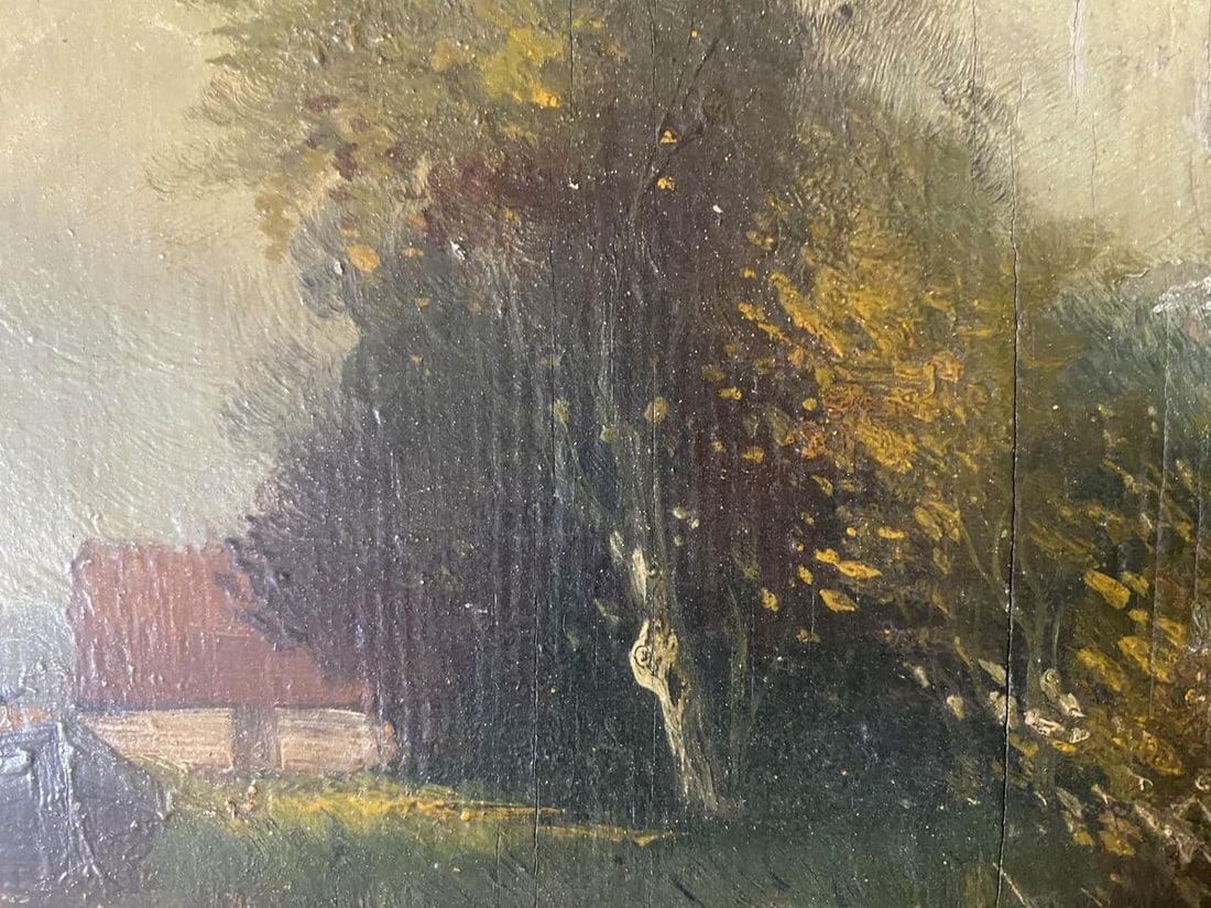 Oil painting River bank European artist - 3