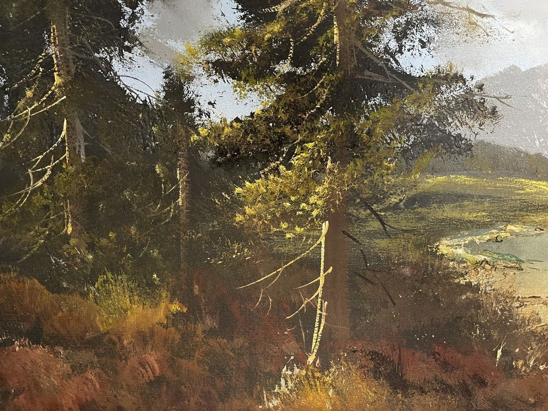 Oil painting Lake in the forest European artist - 2