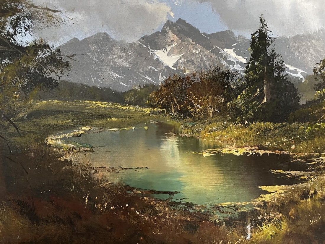 Oil painting Lake in the forest European artist - 3