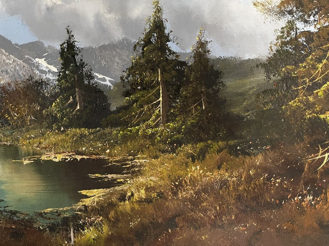 Oil painting Lake in the forest European artist - 4