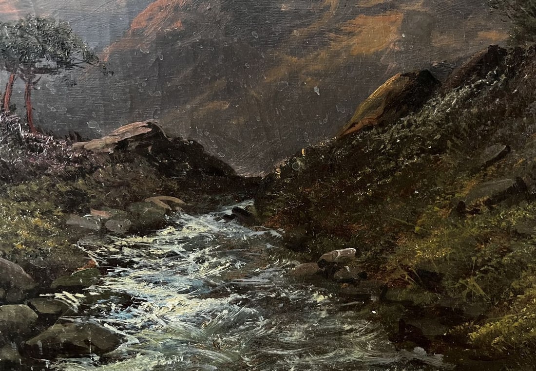 Oil painting Mountain Creek European artist - 5