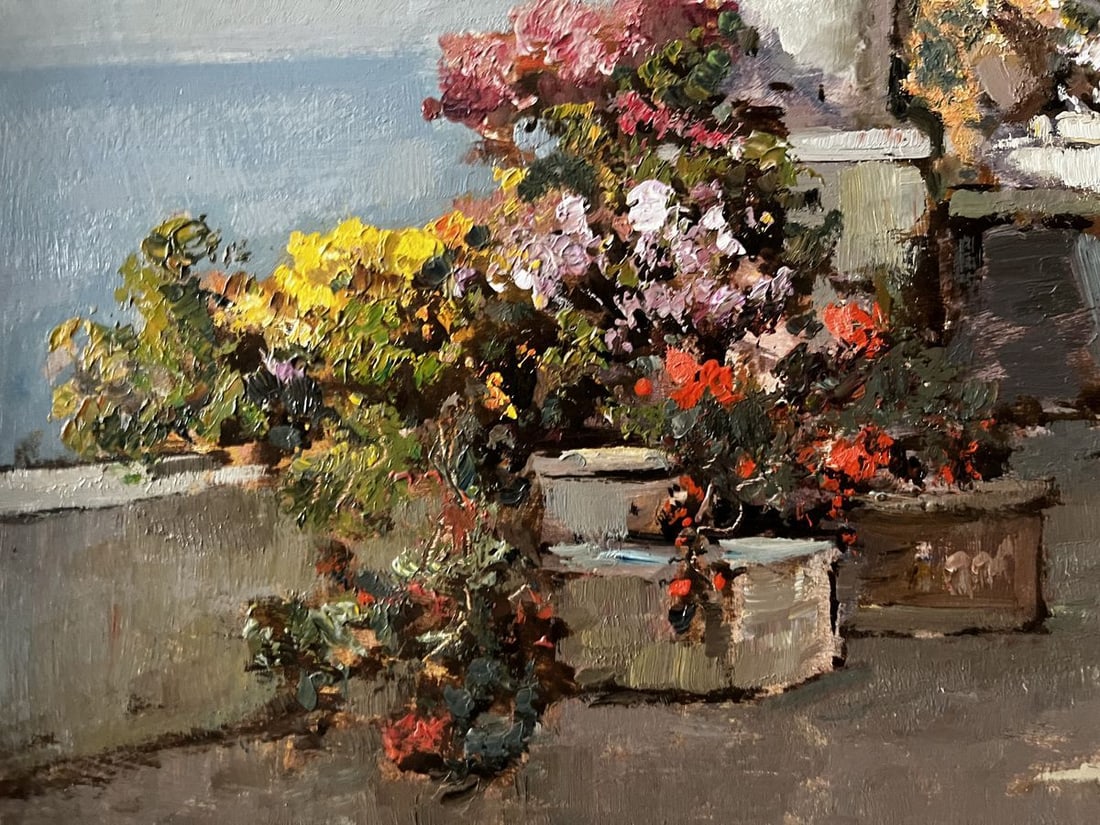 Oil painting Veranda in Naples Mucho Marasca Sani - 2