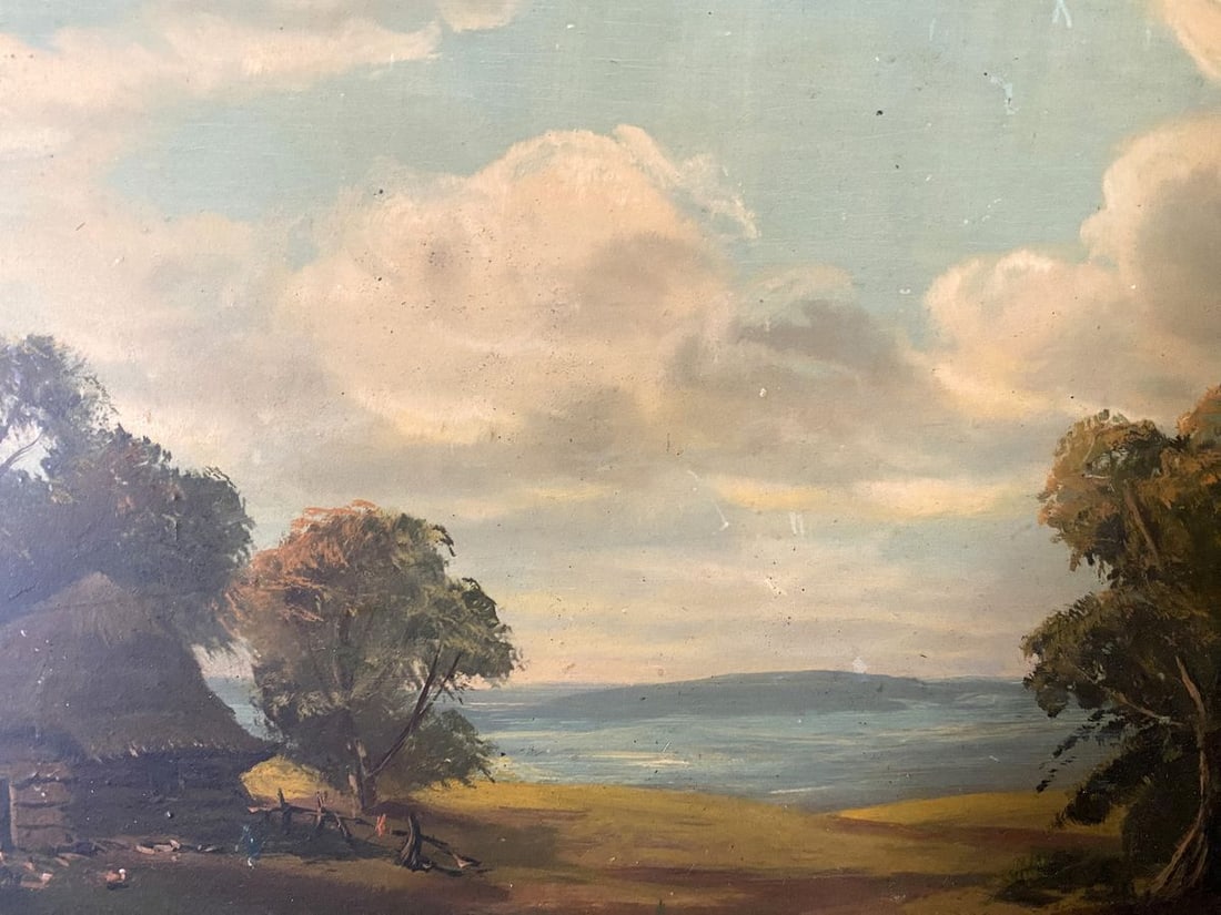 Oil painting House on the outskirts European artist - 3