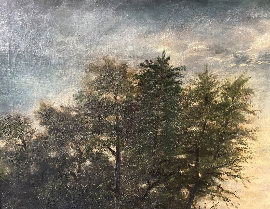 Oil painting House near the river European artist - 2