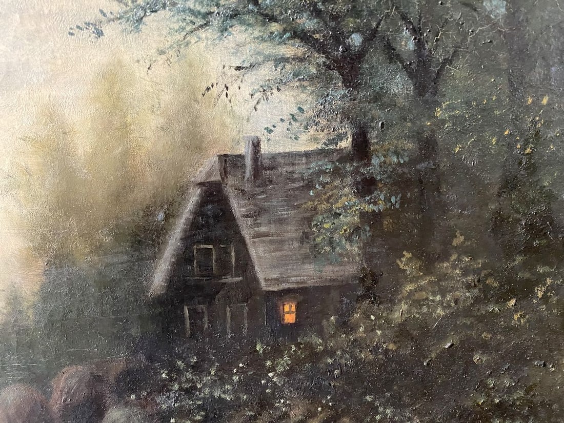 Oil painting House near the river European artist - 6