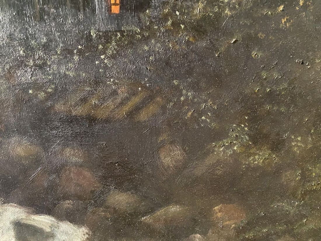 Oil painting House near the river European artist - 8