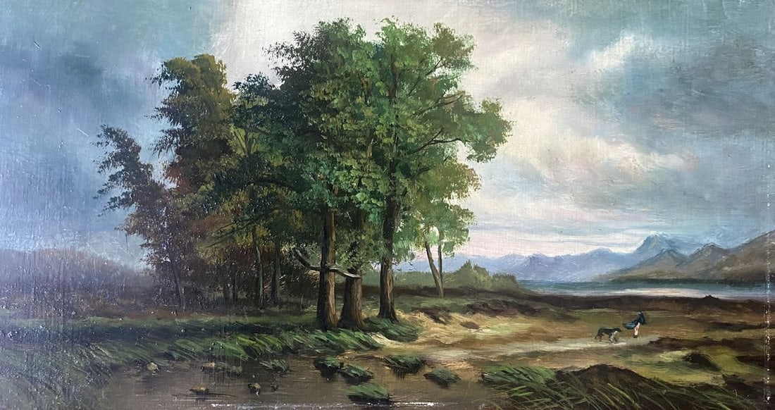 Oil painting Near the mountains European artist: Title: Oil painting Near the mountains European artist Description: NoVerne 379*** ABOUT THIS PAINTING **** TITLE: "Near the mountains"* ARTISTS: European artist* SIZE: 30x12 cm/'11.81x4.72 inches'* M