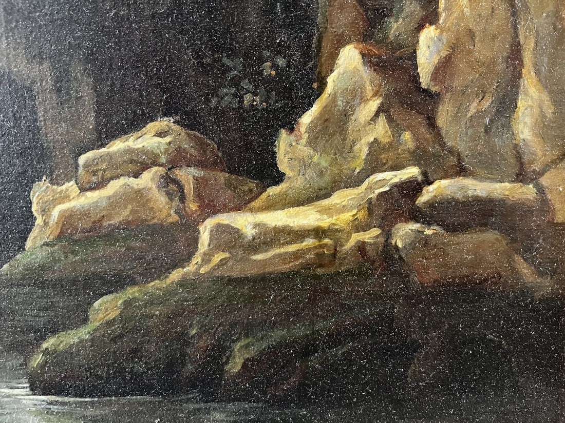 Oil painting Mountain waterfall European artist - 8