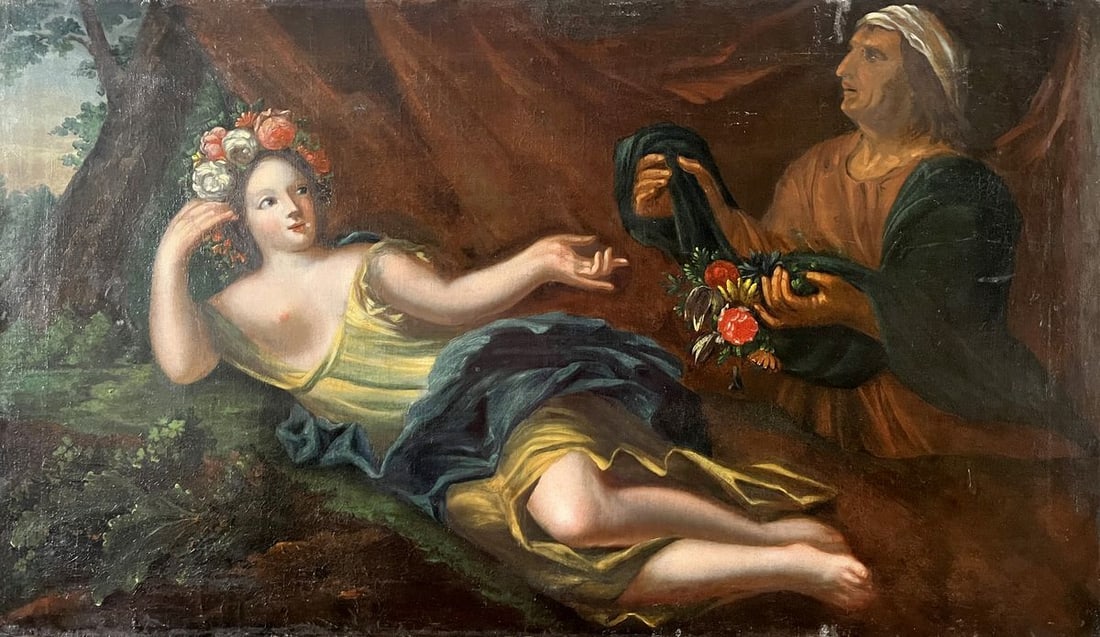 Oil painting Girl care European artist: Title: Oil painting Girl care European artist Description: NoVerne 400*** ABOUT THIS PAINTING **** TITLE: "Girl care"* ARTISTS: European artist* SIZE: 69x118 cm/'27.16x46.45 inches'* MEDIUM: oil,