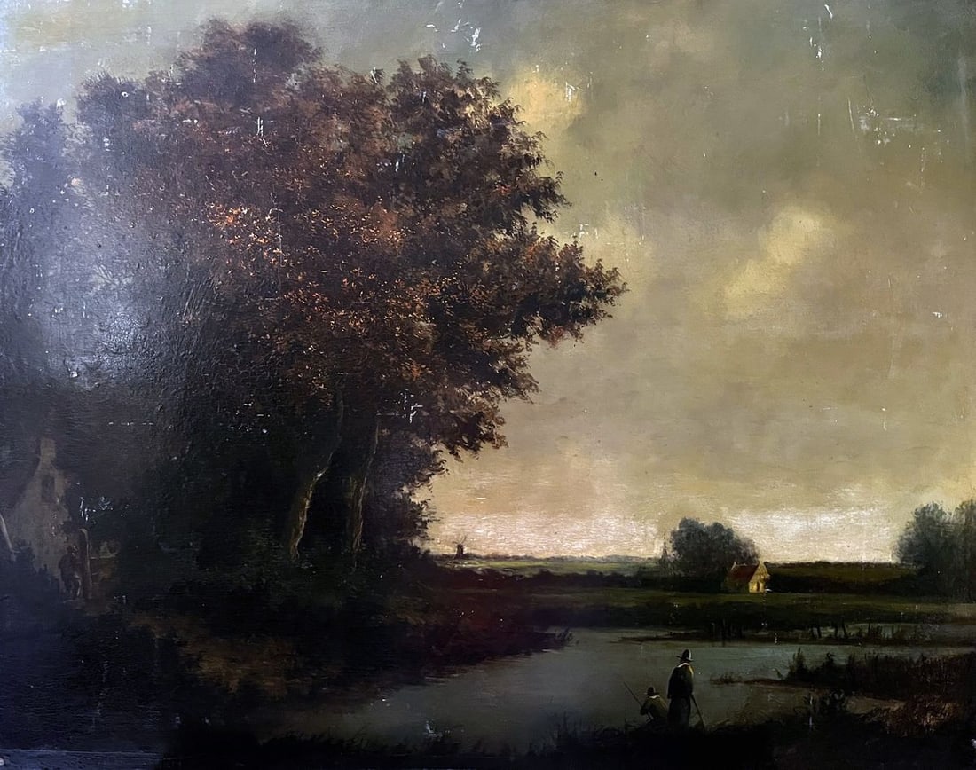 Oil painting Early morning by the river European artist: Title: Oil painting Early morning by the river European artist Description: NoVerne 405*** ABOUT THIS PAINTING **** TITLE: "Early morning by the river"* ARTISTS: European artist* SIZE: 60x74 cm/'23.62