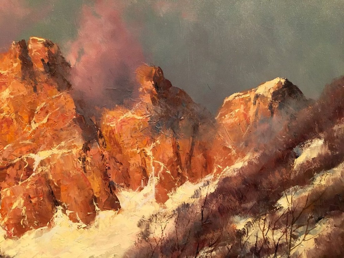 Oil painting Winter landscape Heinrich Hartung - 2