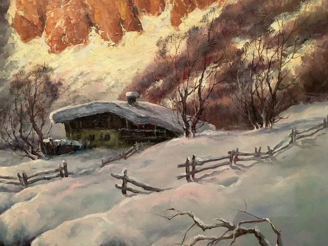 Oil painting Winter landscape Heinrich Hartung - 3
