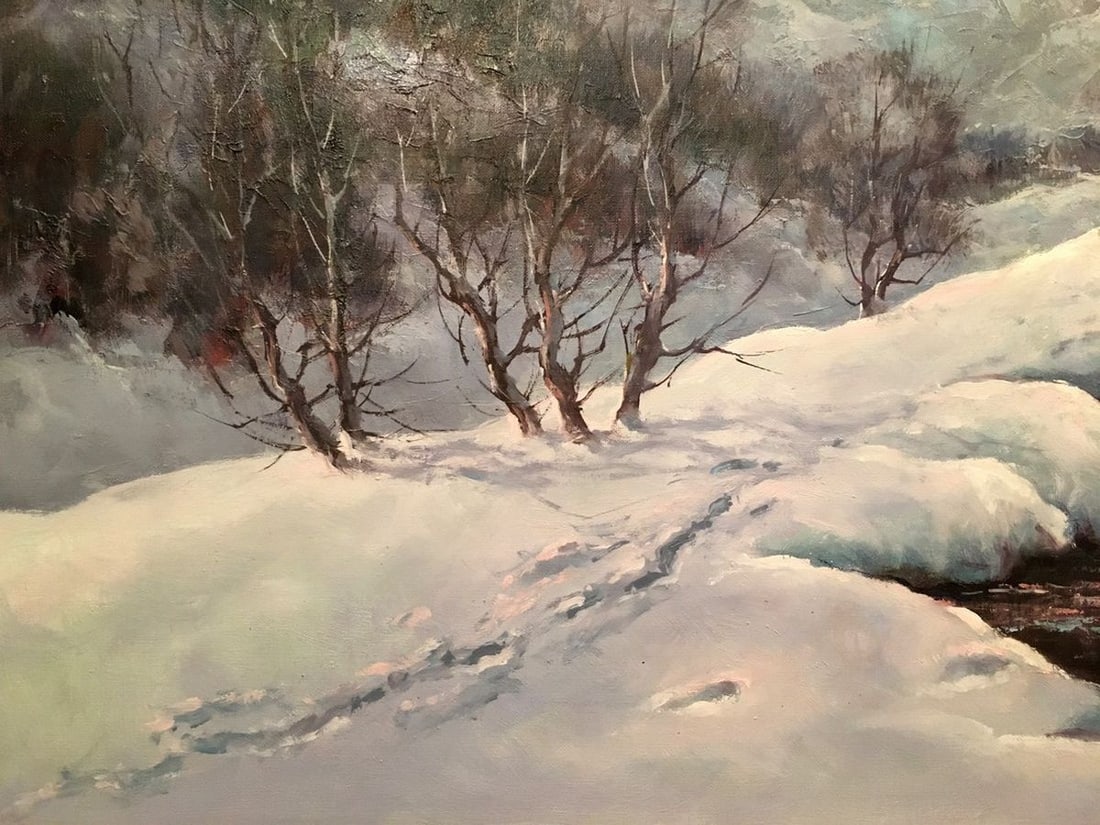 Oil painting Winter landscape Heinrich Hartung - 5