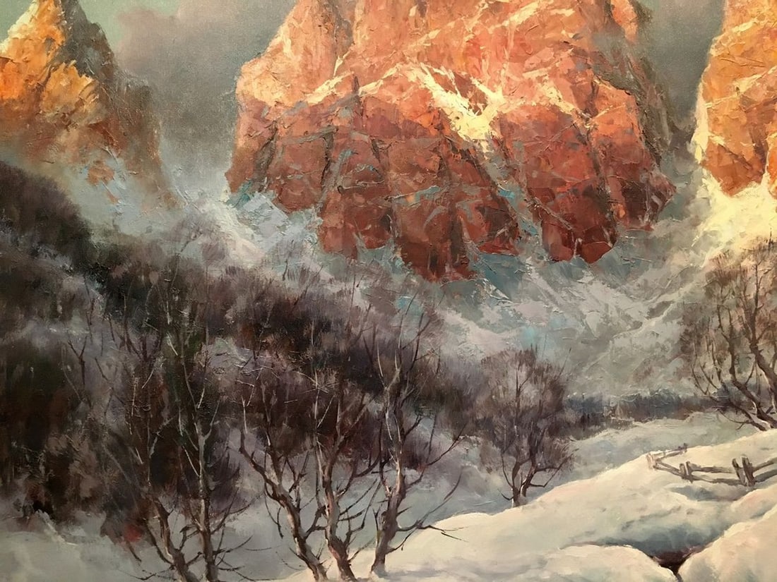 Oil painting Winter landscape Heinrich Hartung - 6