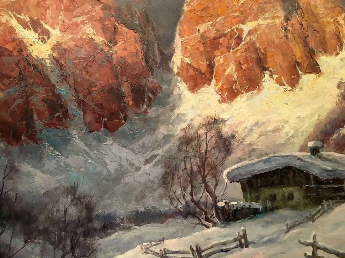 Oil painting Winter landscape Heinrich Hartung - 8