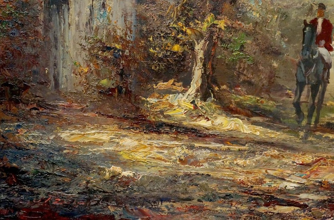 Oil painting Soldiers on the road Lutz - 2