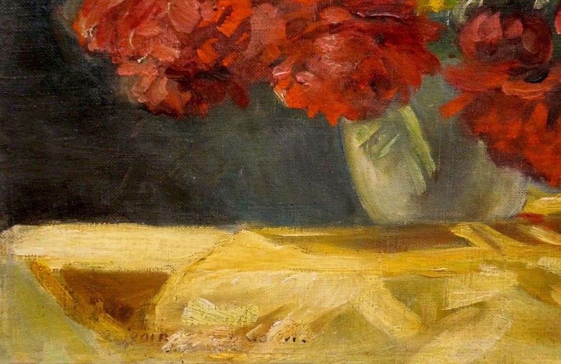 Oil painting Red flowers J. Sellier - 2