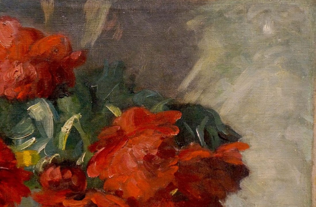 Oil painting Red flowers J. Sellier - 4