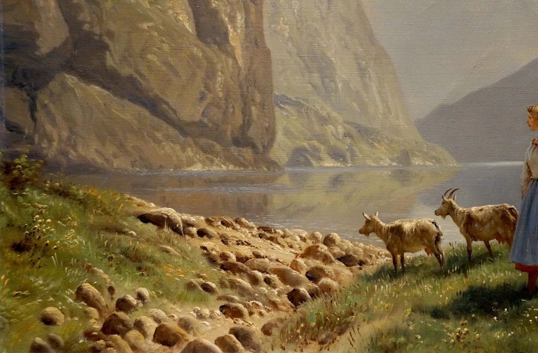 Oil painting Walk along the coast Louis Bohm - 2