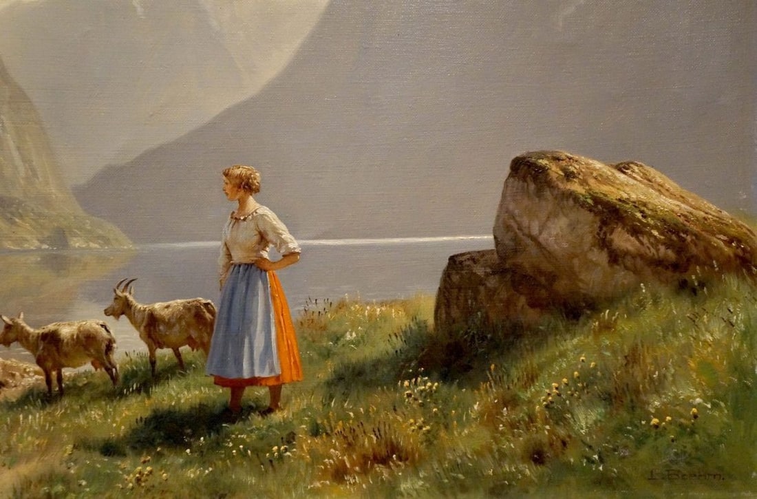 Oil painting Walk along the coast Louis Bohm - 5