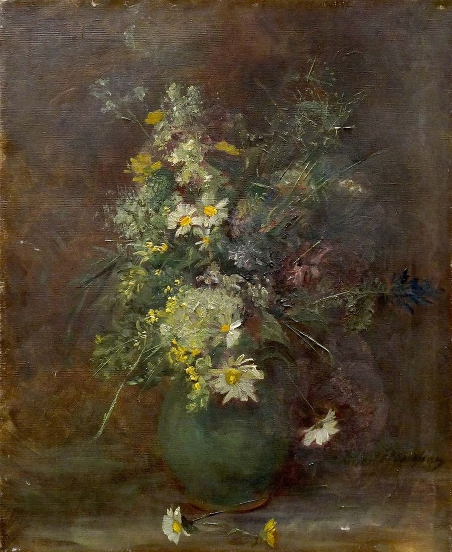 Oil painting Bouquet of daisies (1 of 10)