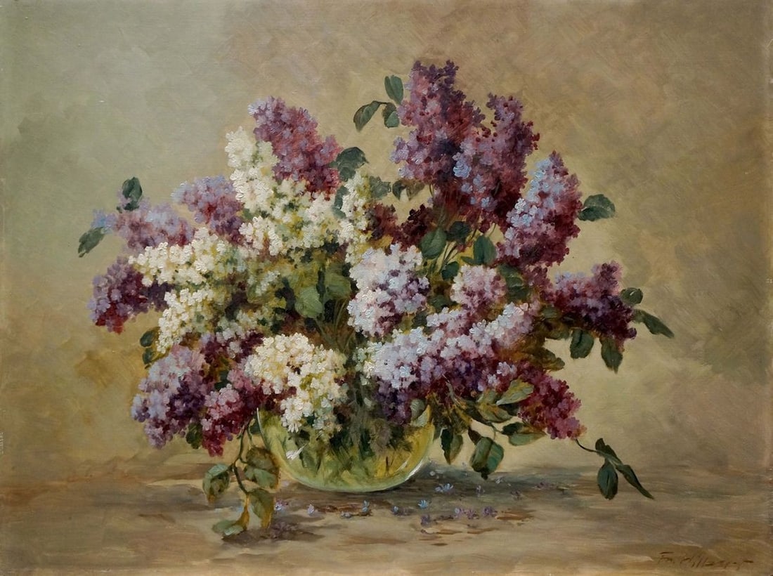 Oil painting Lilac bouquet Hilberr: Title: Oil painting Lilac bouquet Hilberr Description: NoVerne 66 *** ABOUT THIS PAINTING *** * TITLE: "Lilac bouquet" * ARTISTS: Hilberr * SIZE: 60x80 cm/'23.62x31.49 inches' * MEDIUM: oil,