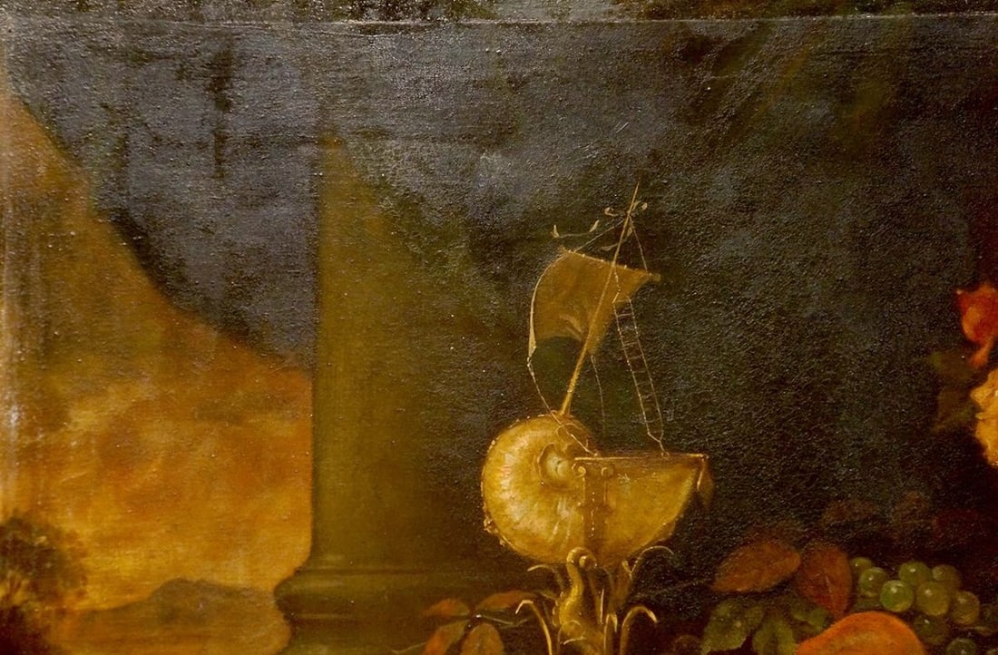 Oil painting Food on the table with grapes - 3