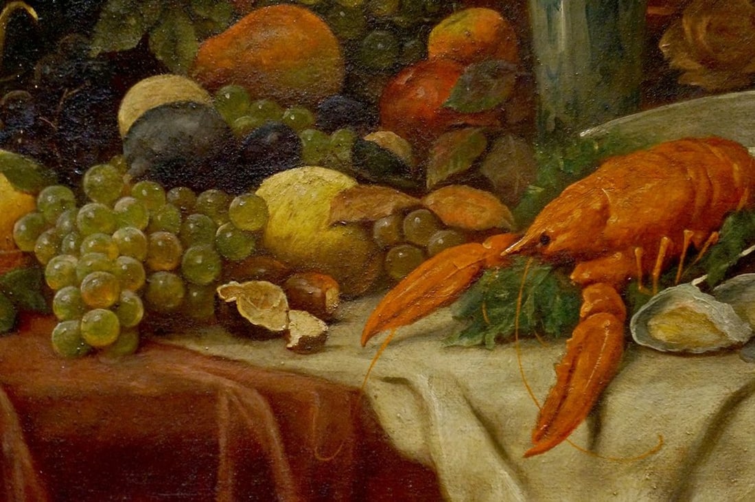 Oil painting Food on the table with grapes - 6