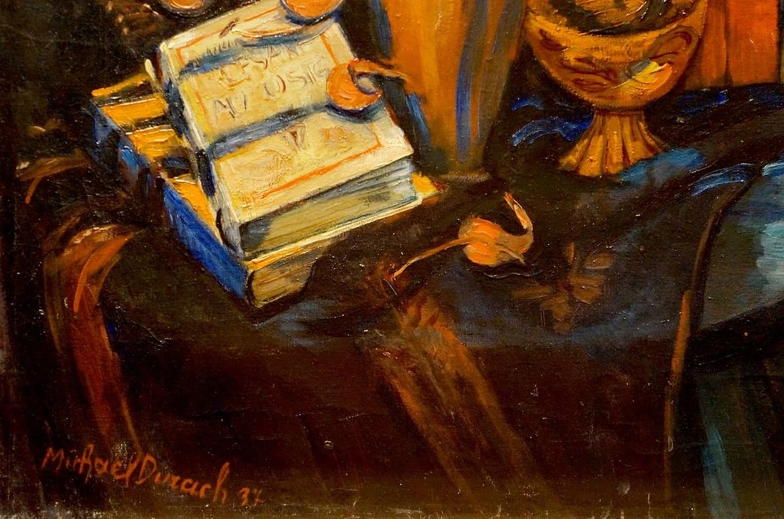 Oil painting Still life with books Michael Durach - 2