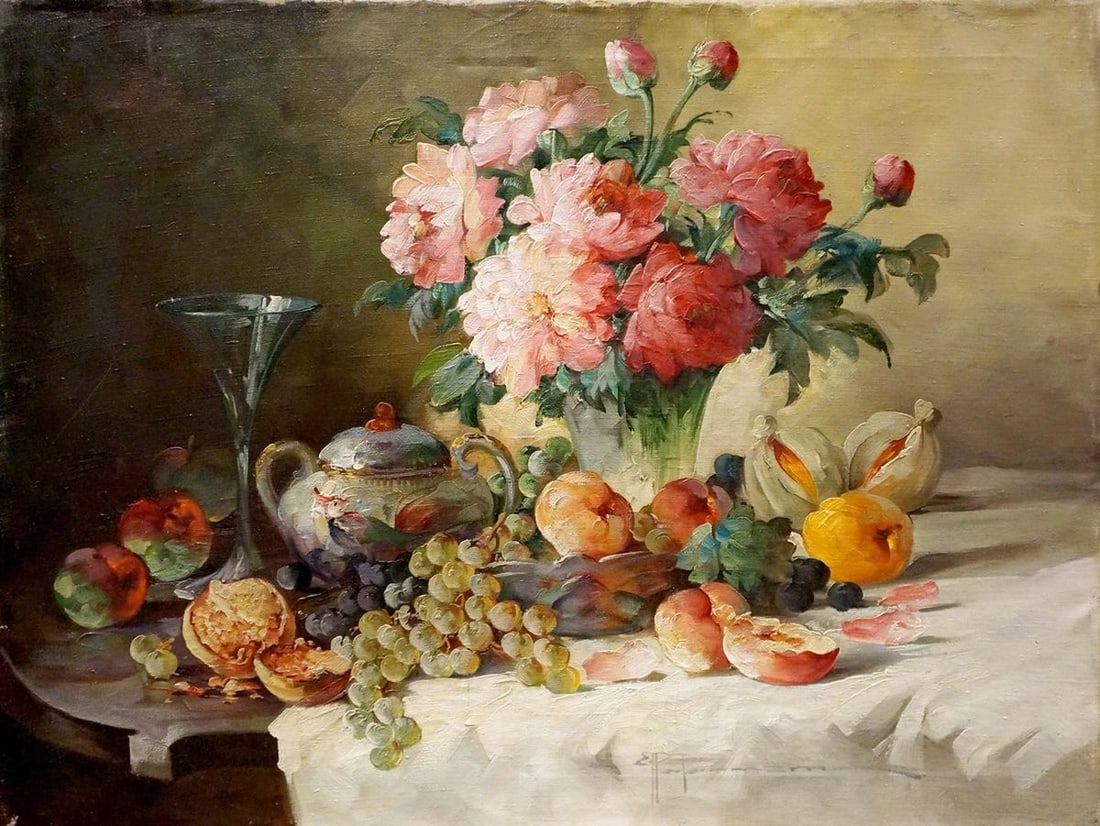 Oil painting Still life with fruit Arnaldo Casella Tamburini (1 of 8)