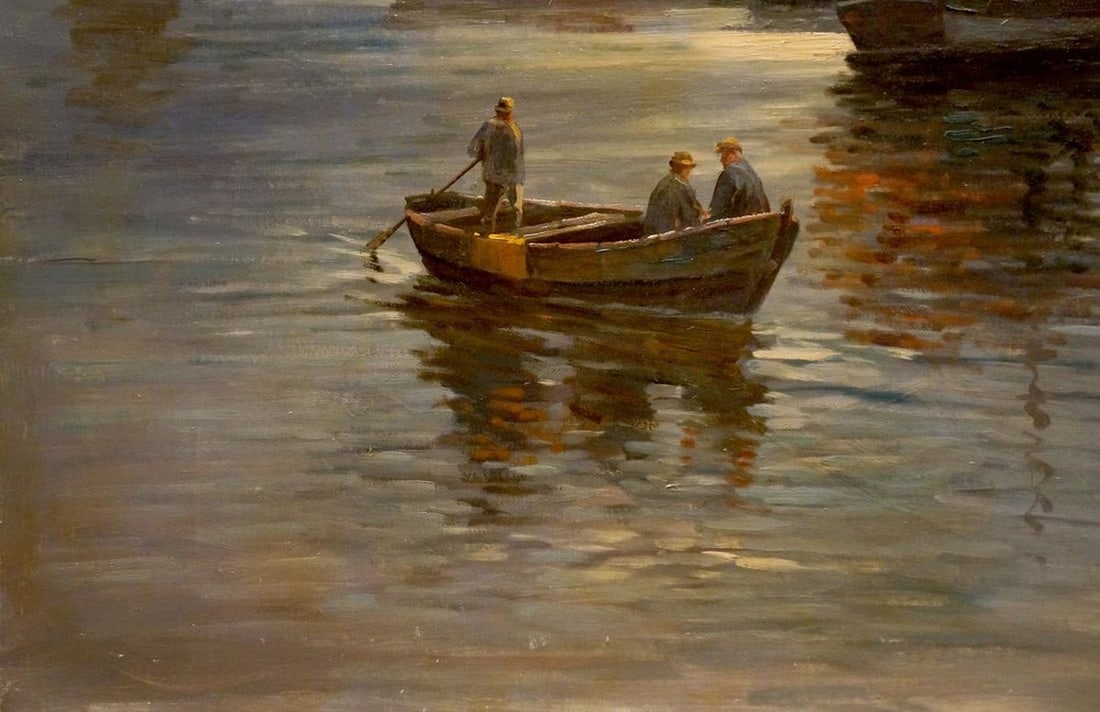 Oil painting River landscape Albert Blatter - 2
