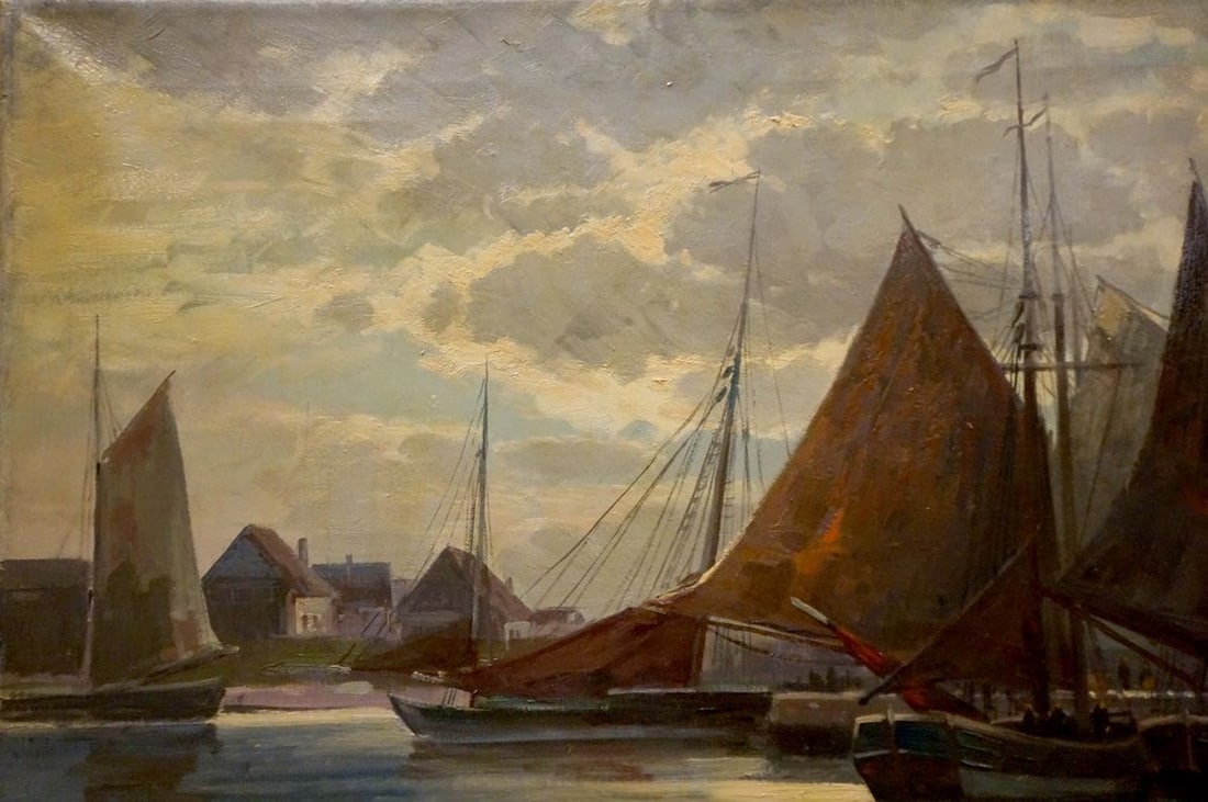 Oil painting River landscape Albert Blatter - 3