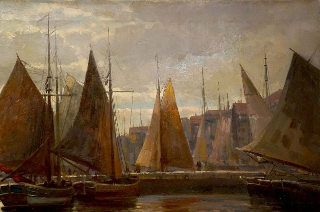 Oil painting River landscape Albert Blatter - 4