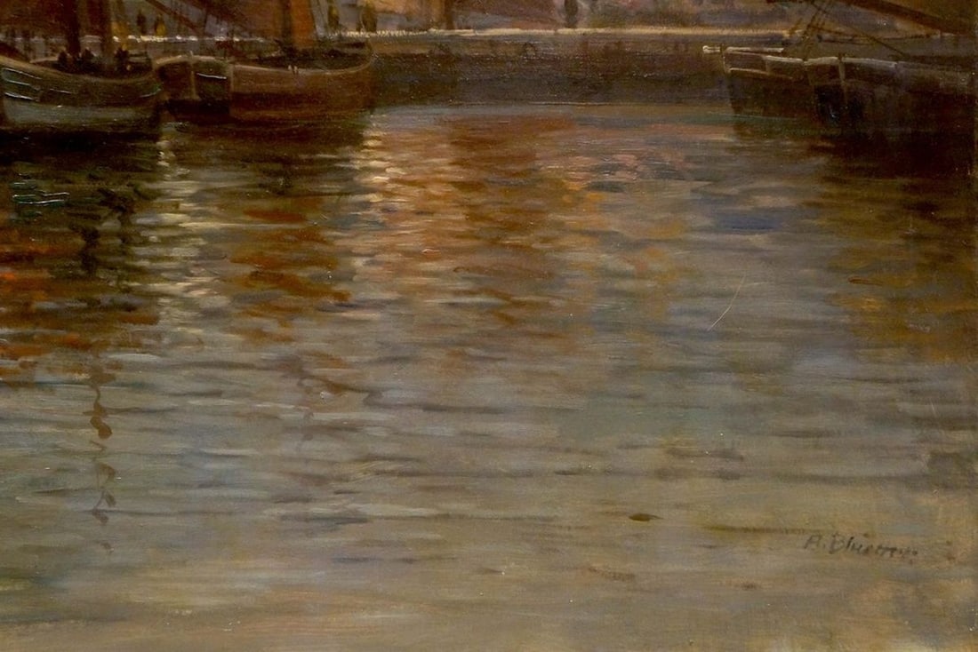 Oil painting River landscape Albert Blatter - 5