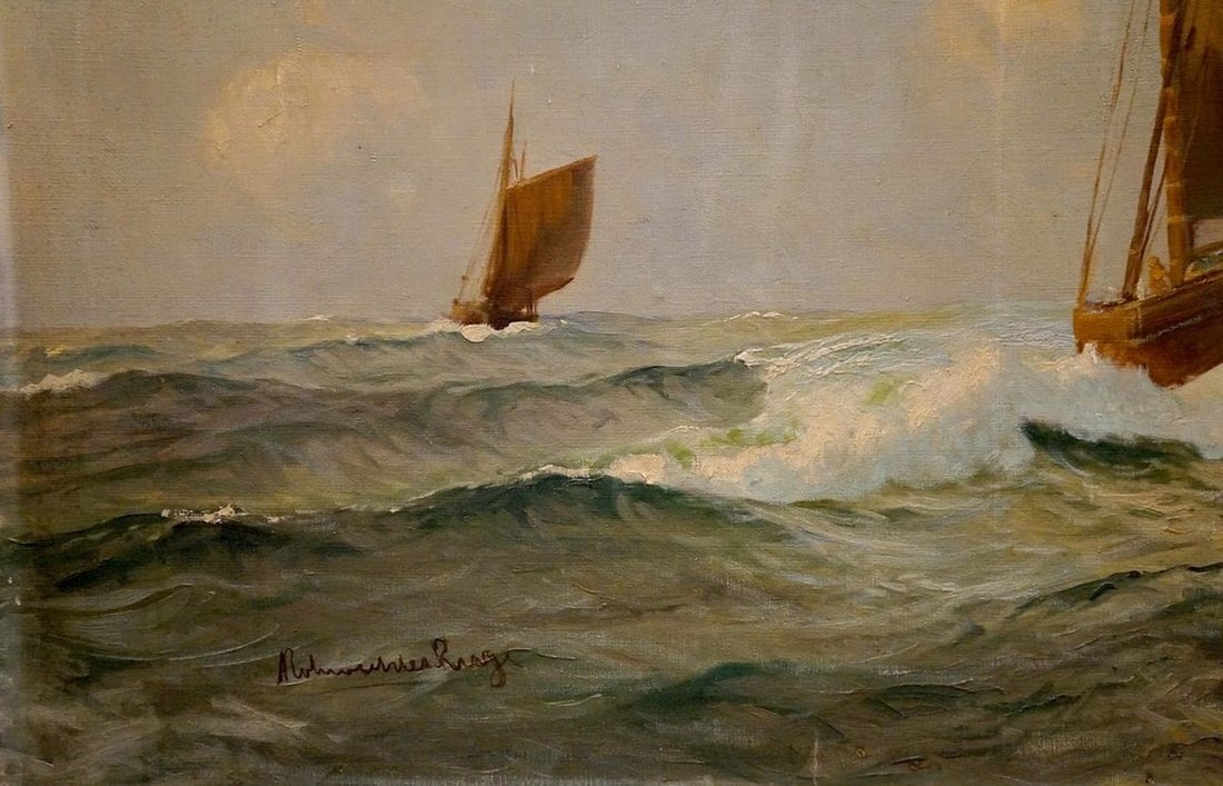Oil painting Ships at sea - 2